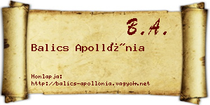 Balics Apollónia névjegykártya
